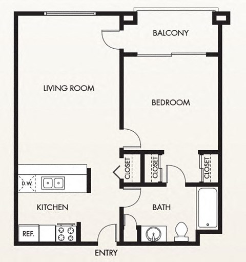 The Plaza on California The Sunset One Bedroom Floorplan